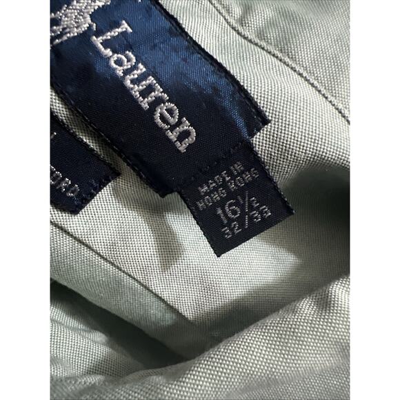Ralph Lauren Mens Green Button Shirt Color Pony Preppy Yarmouth Size 16.5 - Picture 11 of 11